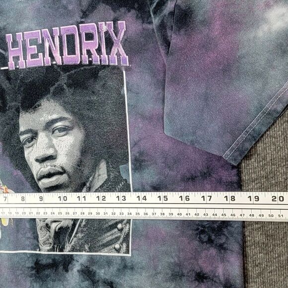 Jimi Hendrix T-Shirt Mens S Purple Tie Dye Playing Guitar Legend Rocker Graphics - Picture 6 of 9